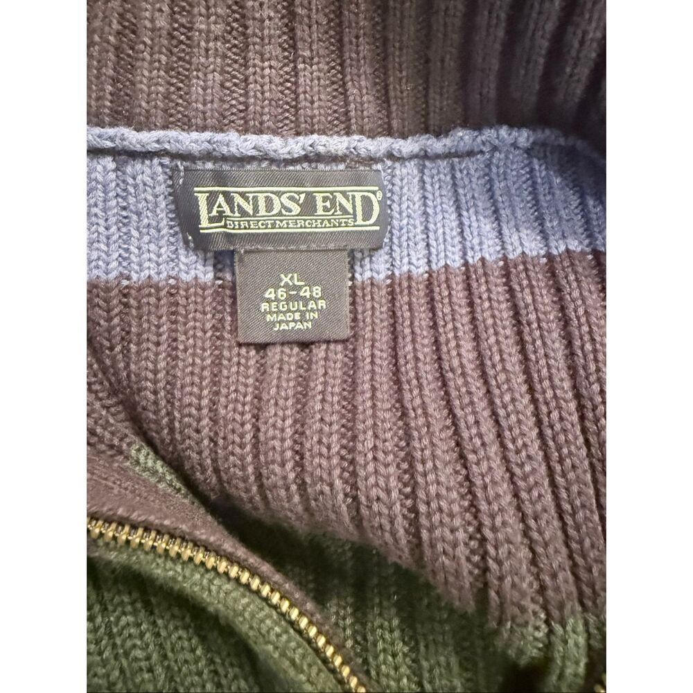 Lands End Quarter Zip Color Block Stripe Sweater Mock Neck Sz. XL Preppy - Picture 10 of 12